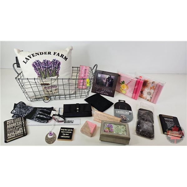 Décor Combo (22pcs) : Lavender Pillow ; Napkin/Candle Sets ; Gloves ; Soap ; Wire Basket ; etc