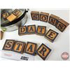 Image 2 : Décor Letter Blocks (18pcs) & Tin Basin  (Basin Measures : 14-1/2" Dia)