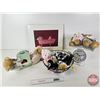 Image 1 : Combo : Plush Toys (9); Anne Geddes Hardboard Print ; Baby Scale Style Clock  (Hardboard Measures : 