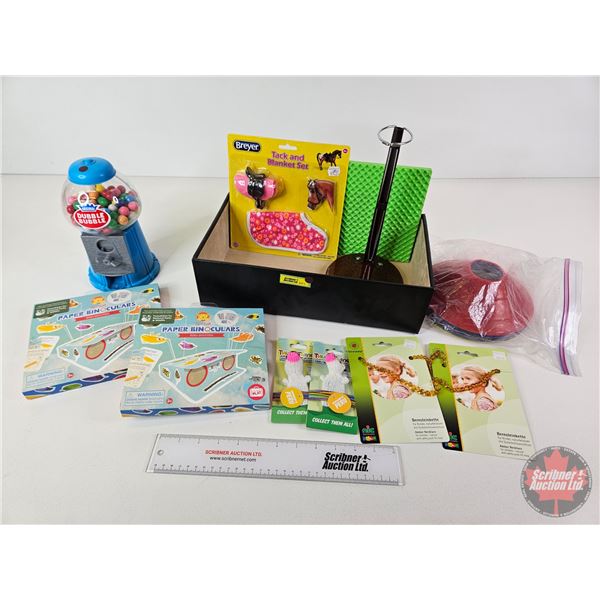 Toy Combo : Bubblegum Dispenser ; Breyer Tack & Blanket Set ; Finger Puppets ; Bracelets ; etc