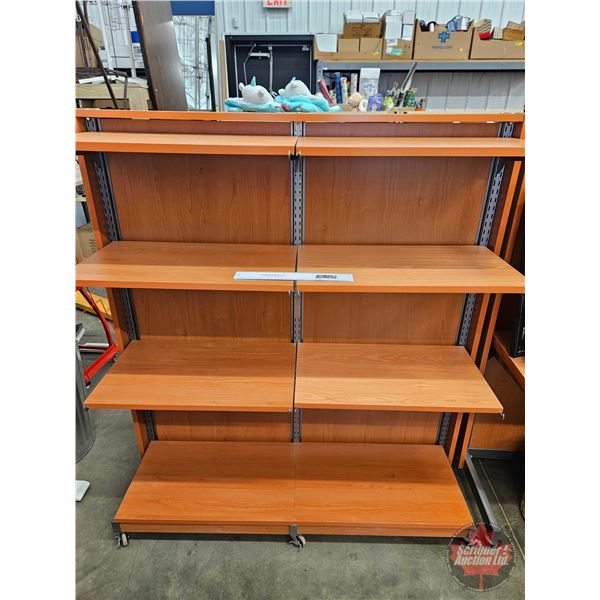 Modular Retail Shelving Unit on Castors c/w 15 Shelves (Measures : 55-1/2"H x 50-3/4"W x 31"D)
