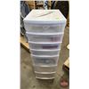 Image 1 : Plastic Rolling Storage Tower w/Contents  (Measures : 40"H x 13-1/2"W x 17"D)