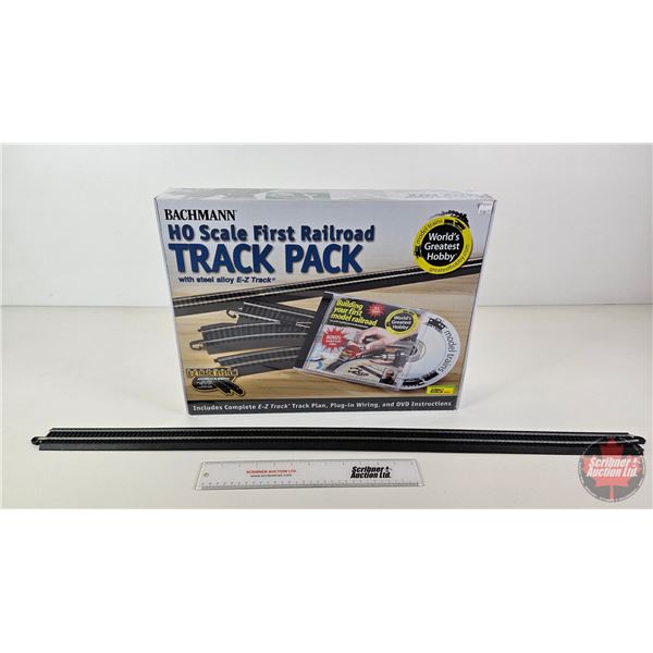 Bachmann HO Scale First Railroad 45pc Track Pack (NIB)  w/Extra Track Piece  (Box Measures : 3-1/2"H