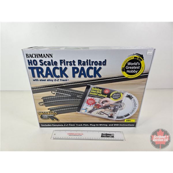 Bachmann HO Scale First Railroad 45pc Track Pack (NIB)  w/Extra Track Piece  (Box Measures : 3-1/2"H