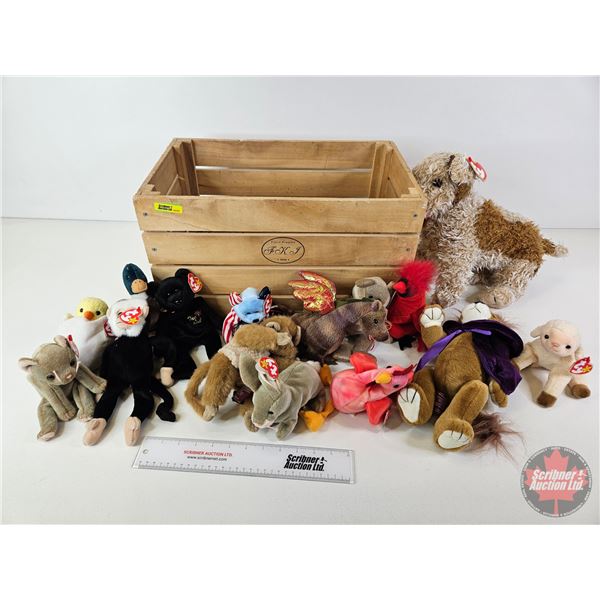 Wooden Crate Lot : Beanie Baby Collection (15)  (Crate Measures : 10-1/2"H x 19"W x 12"D)