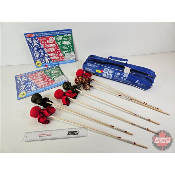 International Checker Set, Velvet Sticker Books (2) & Toy Arrows (6) (Toy Arrows Length : 24"L)