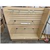 Image 1 : Maple Melamine Slatwall H-Gondola Display Merchandiser on Castors c/w 5 Glass Shelves (54-1/2"H x 49