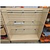 Image 1 : Maple Melamine Slatwall H-Gondola Display Merchandiser on Castors c/w 3 Glass Shelves (54-1/2"H x 49