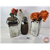 Image 4 : Glass Vases (3) w/Artificial Flowers  (Tallest Vase : 14"H)