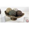 Image 2 : Home Décor Combo (11pcs) : Candle Holders, Basket, Décor Balls, etc