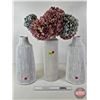 Image 1 : Large White Resin Vases w/Artificial Flowers (Tallest Vase : 16-1/2"H)