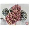 Image 2 : Large White Resin Vases w/Artificial Flowers (Tallest Vase : 16-1/2"H)
