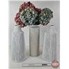 Image 4 : Large White Resin Vases w/Artificial Flowers (Tallest Vase : 16-1/2"H)