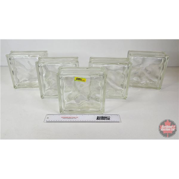 Glass Blocks (5)  (Note : One Block has Chip) (All Measure : 7-3/4"H x 7-3/4"W x 3"D)