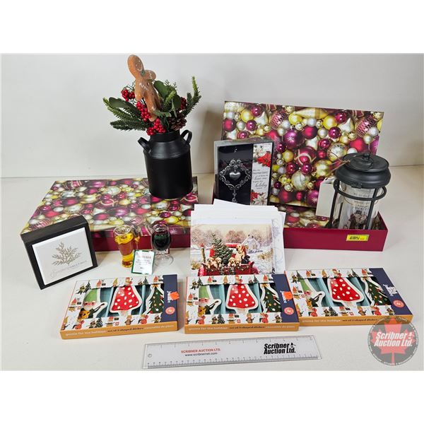 Christmas Décor Combo (64pcs) : Shaped Dishes; Tree Ornaments ; Batt Op Candle ; Cards ; etc