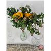 Image 2 : Home Décor Combo : Flower Abbott Floats (5) ; Vases (2) ; Champagne Flute ; Artificial Flowers & Tra