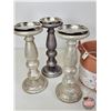 Image 2 : Home Décor Combo (7pcs) : Candle Stick Holders (3) ; Décor Balls; Tin Planter Pot ; etc (Planter Mea