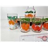 Image 3 : Glass Juice Pitcher & Cups : Oranges Motif c/w Décor Tray