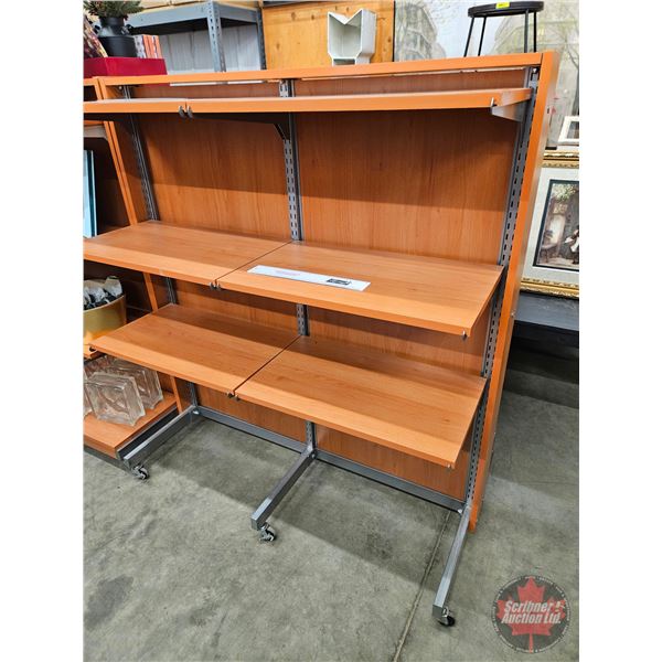 Modular Retail Shelving Unit on Castors c/w 14 Shelves (Measures : 55-1/2"H x 50-3/4"W x 31"D)