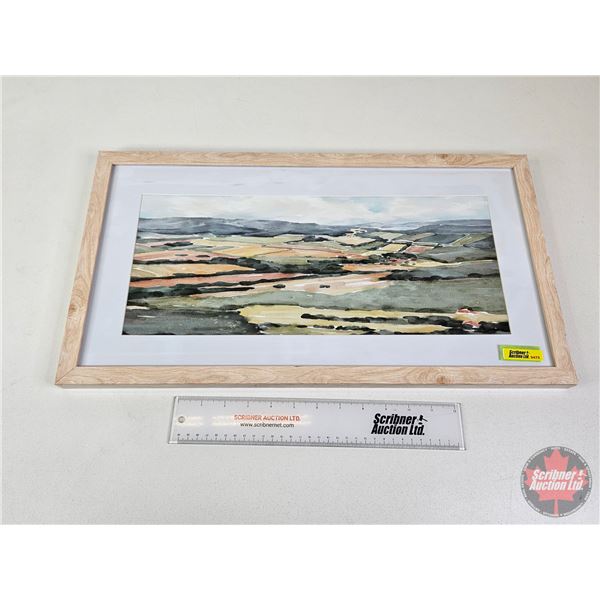 Framed Print : Watercolour Landscape (Measures : 12-1/4"H x 22"W)