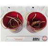 Image 3 : Red Hanging Plant Pots (2) & Clear Glass Jars (4) (Clear Jars Measure : 7-1/2"H)