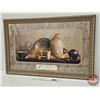 Image 1 : Framed Print : Antique Theme "Home is where love abides …"  (Measures : 25-1/2"H x 40"W)