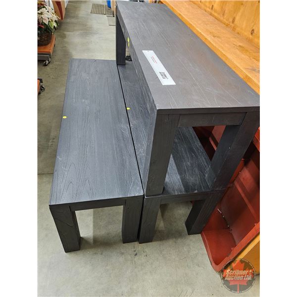 Black Wooden Benches (3)  (Measure : 18-1/2"H x 59-1/4"W x 15-3/4"D)