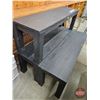Image 4 : Black Wooden Benches (3)  (Measure : 18-1/2"H x 59-1/4"W x 15-3/4"D)