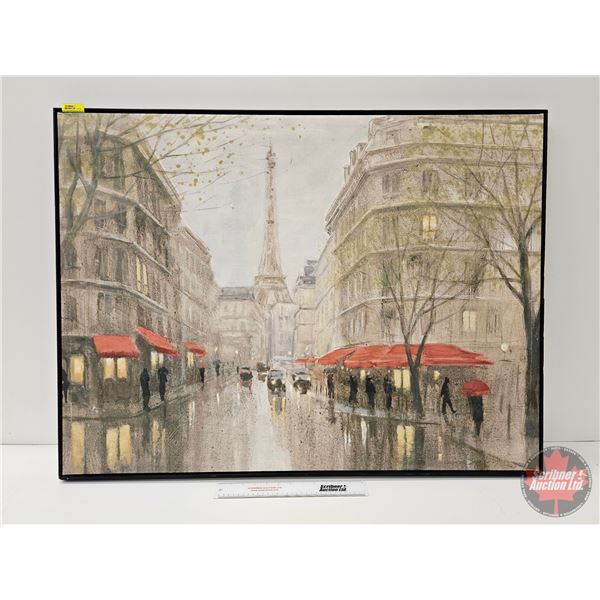 Large Framed Canvas Wall Art : Paris  (Measures : 31"H x 41"W)