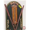 Image 2 : Wooden 3D Golf Sign/Thermometer : Davis Golf Clubs (Measures : 24"H x 11"W)