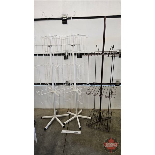 Rotating Wire Store Display Racks (3)  (Tallest Measures : 72"H)
