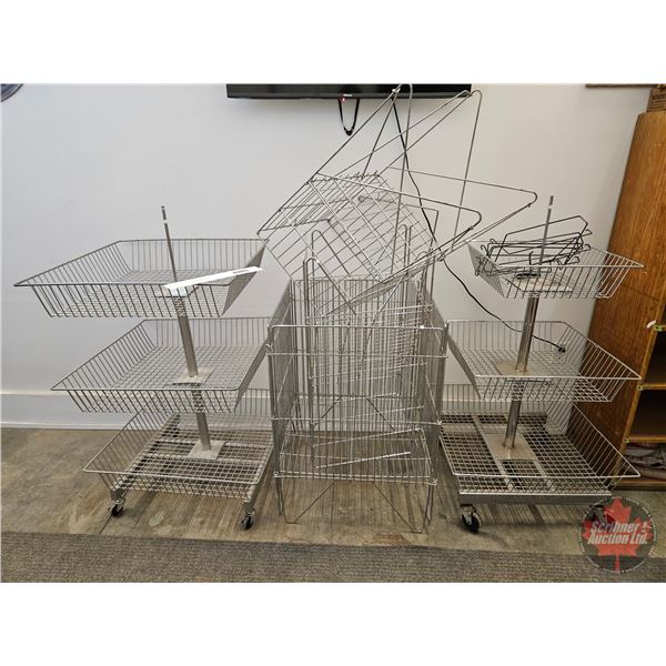 Store Display Wire Racking & Bins (Stainless Steel)  (Largest Measures : 46"H x 26"W x 26"D)