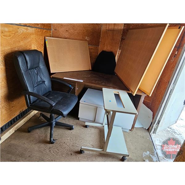 Large Office Bulk Buy :  - Desk  - Cork Boards (3) - Office Chairs (2) - Printer Table - Platform Ba