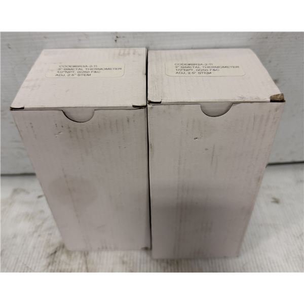 Lot of (2) 3" Bimetal Thermometers 1/2" NPT, 0/250 F&C ADJ, 2.5" STEM