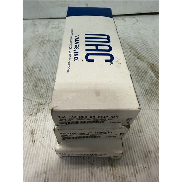 Lot of (3) MAC Valves #93A-AAB-000-DM-DFBP-0DM & #931-FAA-000-DM-DDAP-0DM