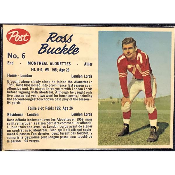 1962 POST CEREAL CFL ROSS BUCKLE