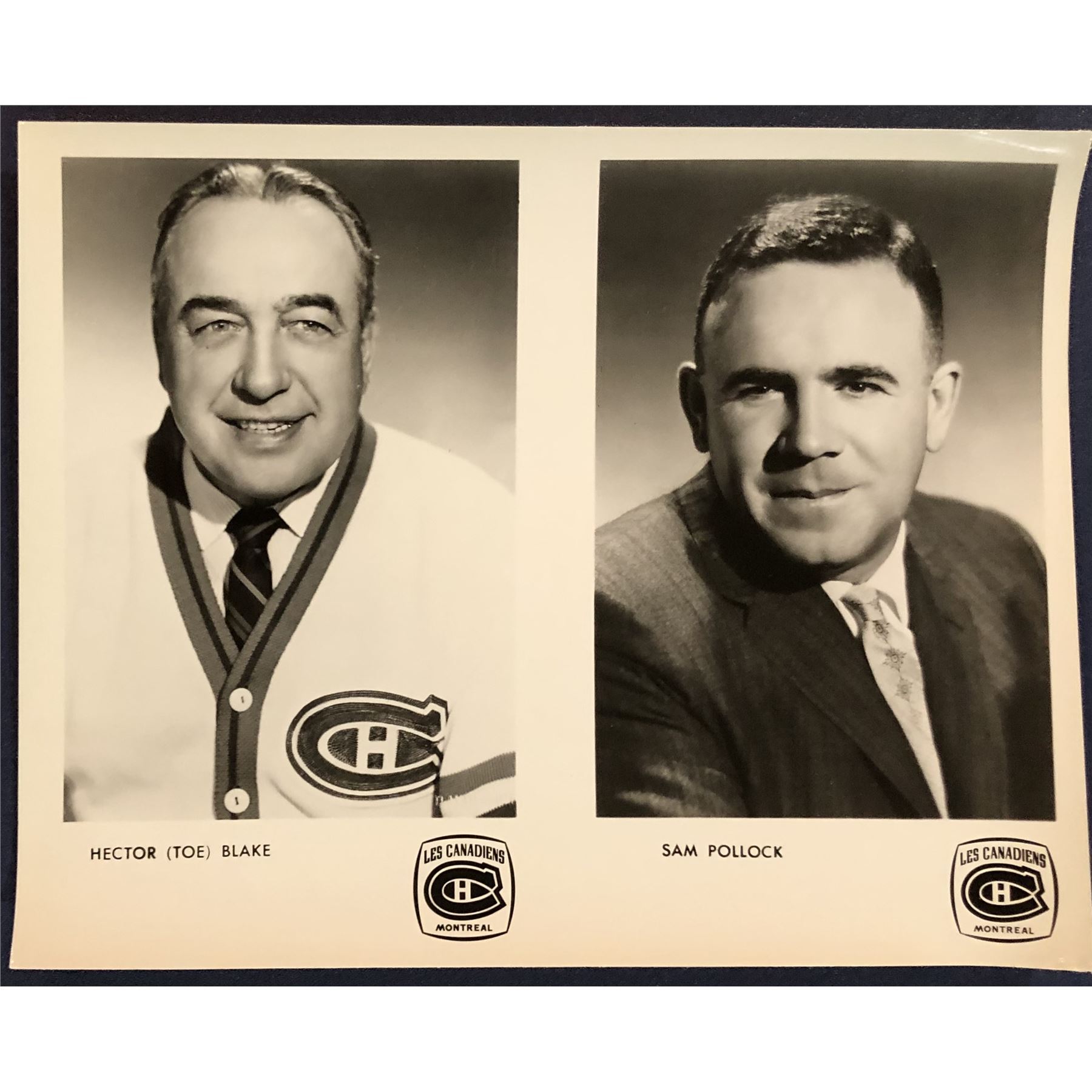 MONTREAL CANADIENS PUBLICITY GLOSSY - TOE BLAKE & SAM POLLOCK (HOF)