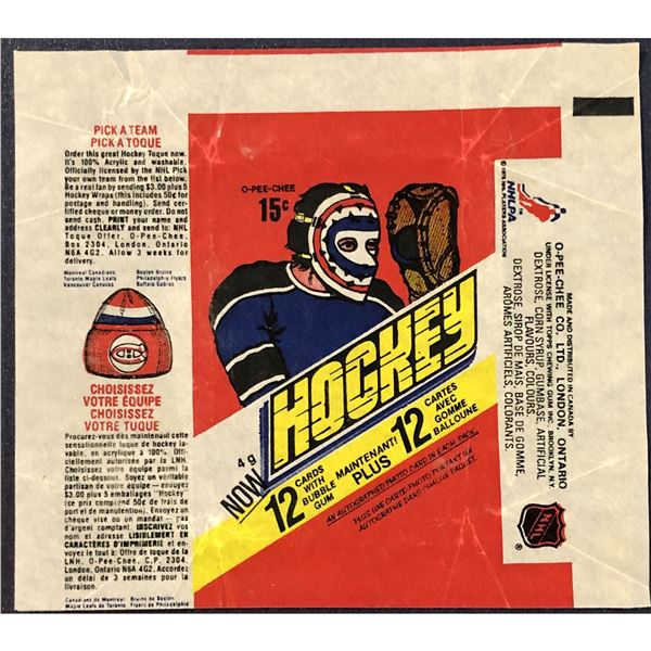 1977-78 O-PEE-CHEE HOCKEY WRAPPER