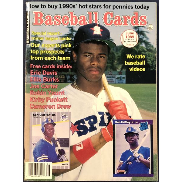 JUNE 1989 BASEBALL CARDS MAGAZINE - KEN GRIFFEY JR. (HOF) MILB COVER