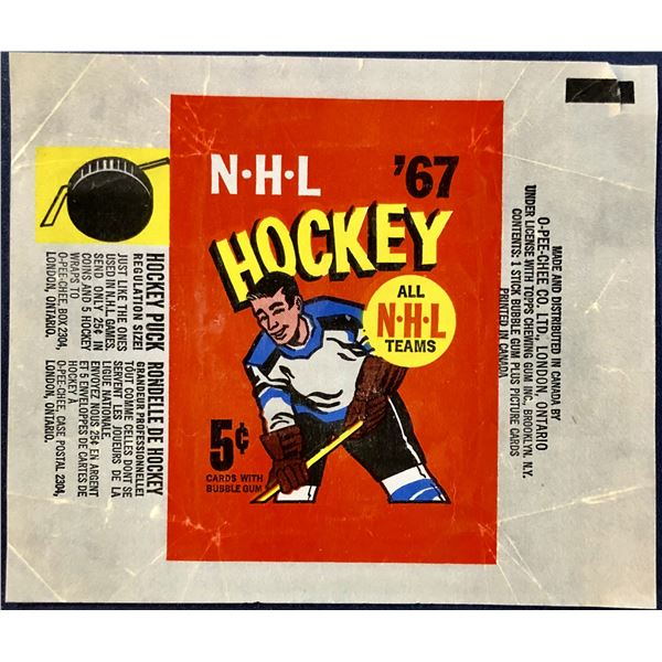 1966-67 O-PEE-CHEE NHL HOCKEY WRAPPER - BOBBY ORR ROOKIE YEAR