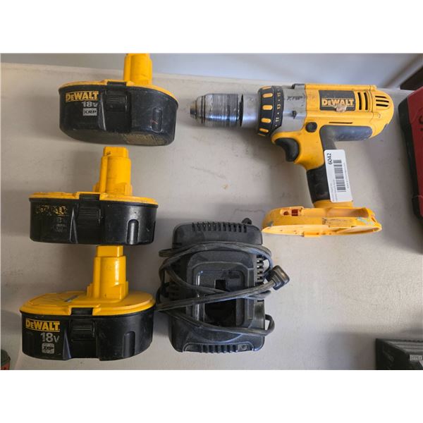DeWalt DC920 XRP 18V Cordless Drill with Charger and 3 Batteries