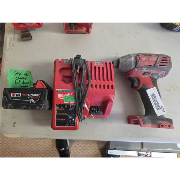 Milwaukee M18 2656-20 1/4 Inch Hex Impact Driver with Charger and Battery