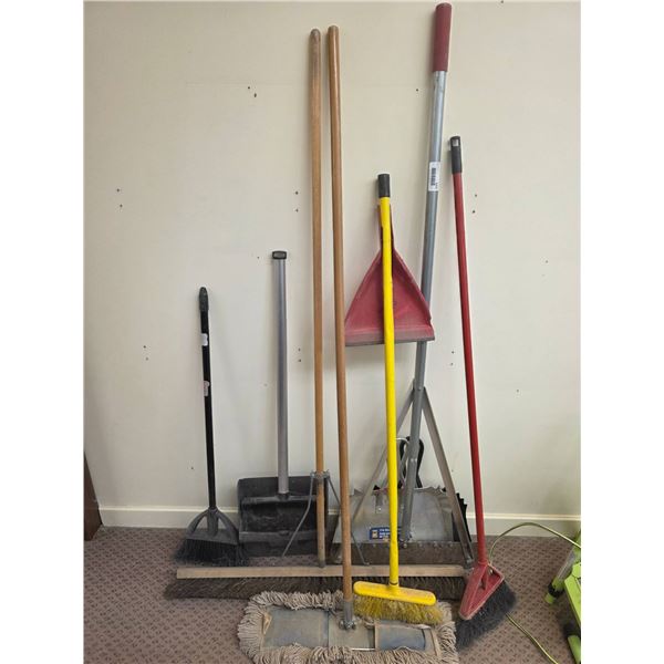 Cleaning Tools Including Mops, Brooms, and Dustpans