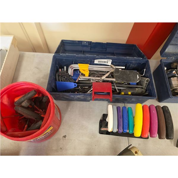 10-Pc T-Handle Hex Key Set and Various Hand Tools in Plastic Containers