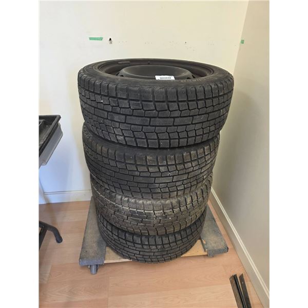 4 Yokohama Ice Guard 205/55R16 Studless Snow Tires With Steel Rims