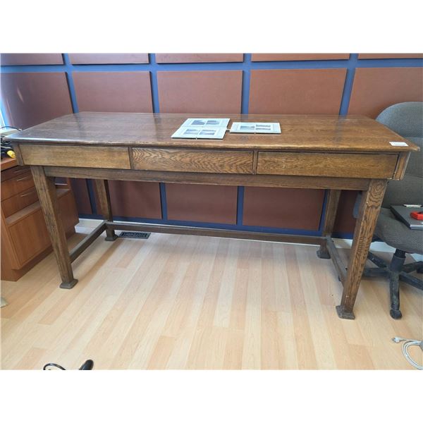 Wooden Desk With Three Drawers, 7’L x 34’W x 34’T