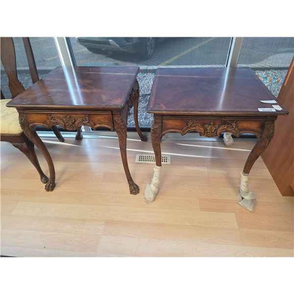 Hand-Carved Wooden Side Tables with Cabriole Legs, Approx. 2’x2’x2′