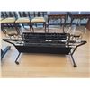 Image 2 : Metal Rack With Adjustable Holders and Wheels – 46″Lx27″D