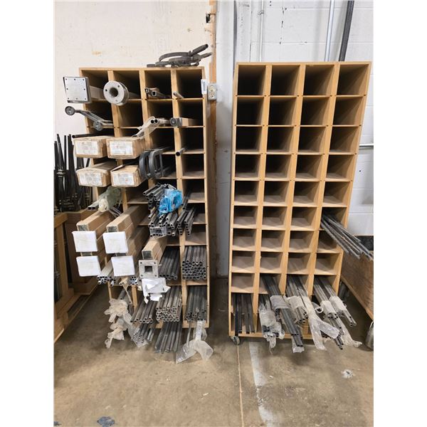 Lot of assorted railing and bannister components with cubby shelfs