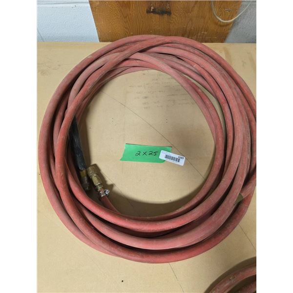 Lot of 2 x 25ft Air Hoses with fittings